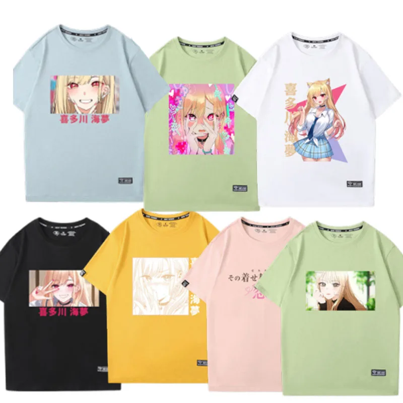 

Kawaii Anime Kitagawa Marin Graphic Print Summer Thin Pure Cotton Breathable Short Sleeve Couple Outfit Birthday Present