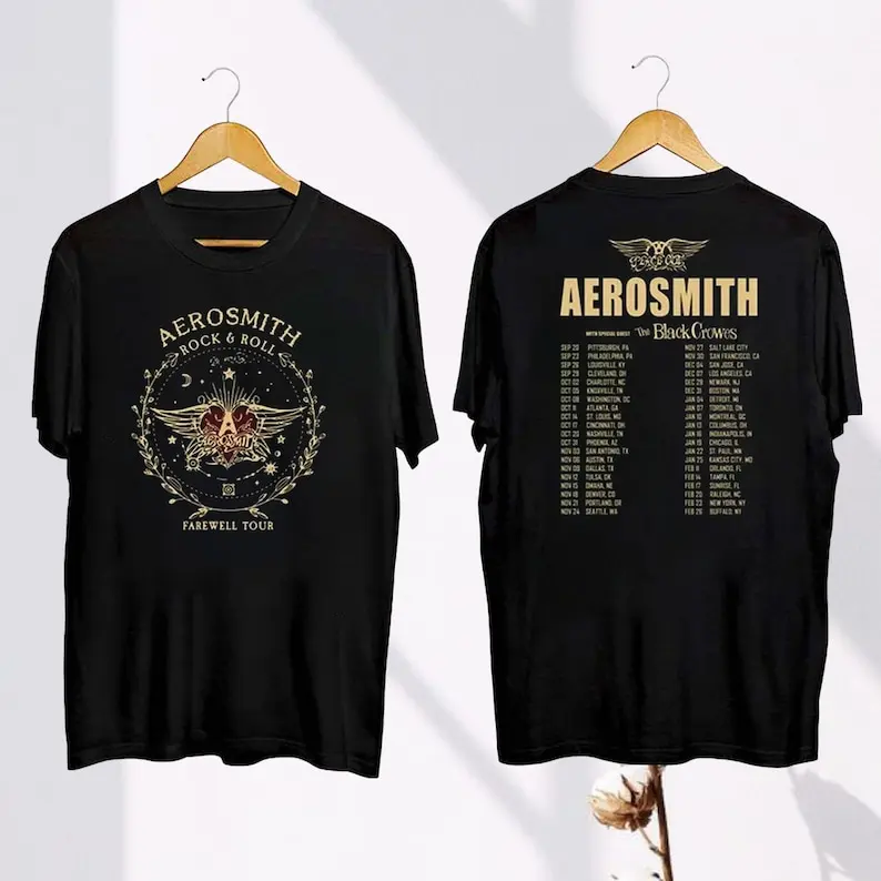 Фото Футболка-поклонник Aerosmith Peace Out Farewell Tour из 2024-2025 хлопка в подарок, рубашка-поклонник рок-группы Aerosmith в стиле 90-х, винтажная одежда Y2K, Топ №1