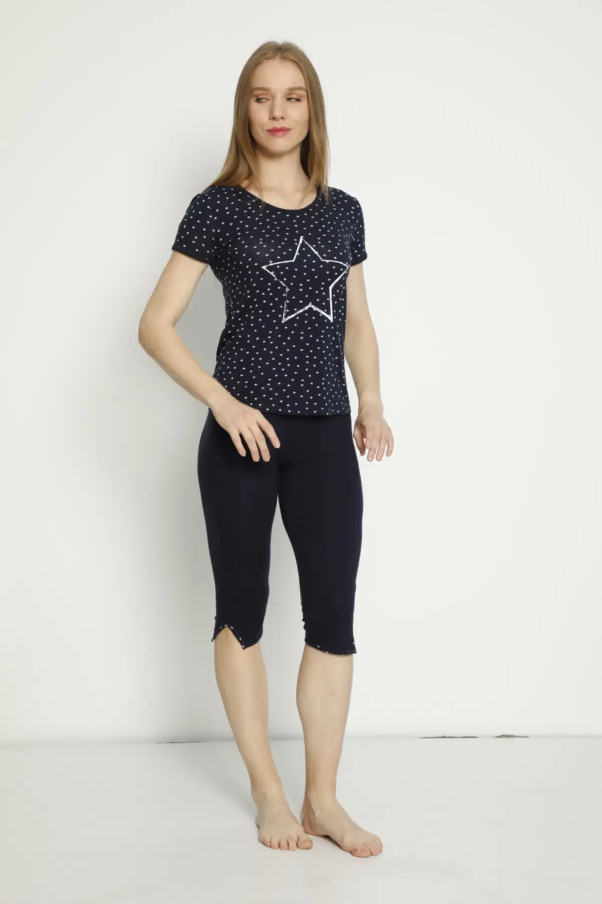 

Women's Pajamas Star Patterned Summer Daily Short Sleeve Leggings Capri Sleep Lounge Pajamas Nightwear Nightwear Nightwear Nightwear