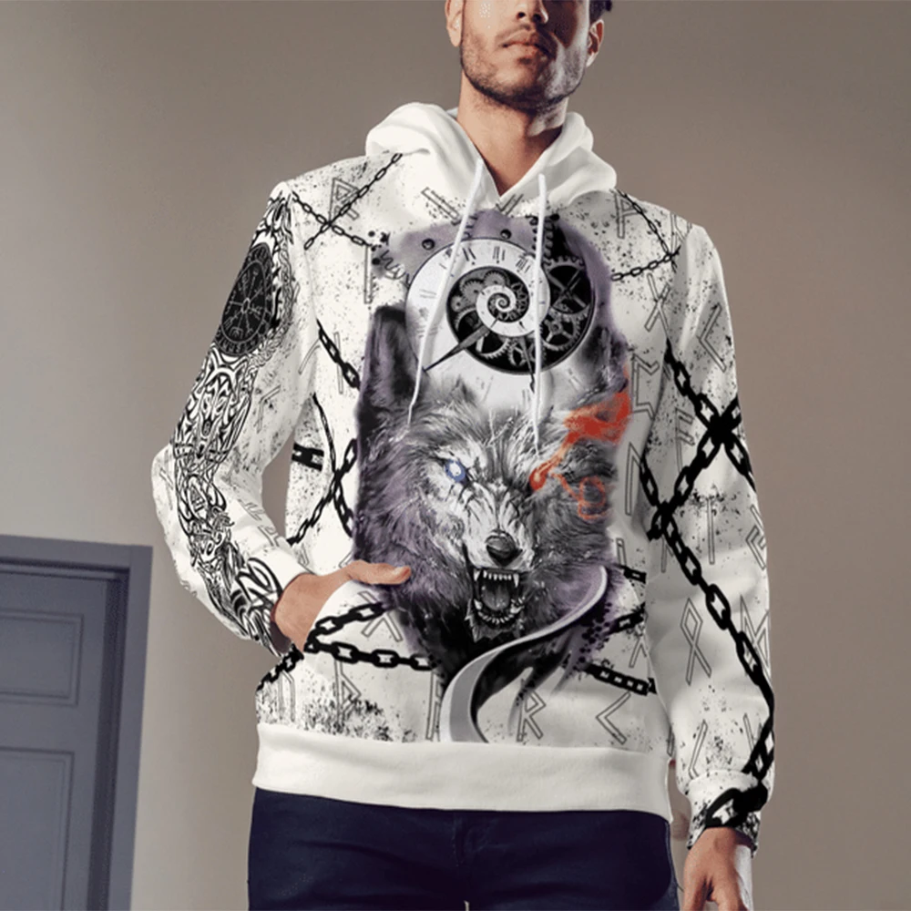 

2021 Man New Viking tattoo 3D printing men's hoodie Harajuku fashion hoodie autumn unisex street hoodie sudadera hombre