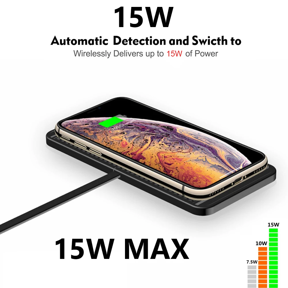 15W Car Wireless Charger Mat Silicone Non-Slip Pad for iPhone 14 13 12 Pro Max Samsung Car Wireless Phone Charger Fast Charging