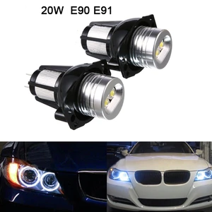 2PCS 9-32V 1200LM 20W Car Headlight Light Angel Eyes Headlight Bulbs Ring Marker Light Led IP65 for BM W E90 E91 Conversion
