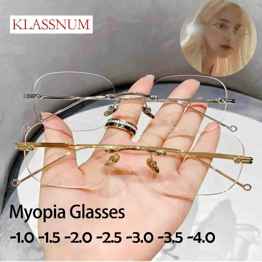 KLASSNUM дизайн анти-синий свет очки для близорукости без оправы женские и мужские