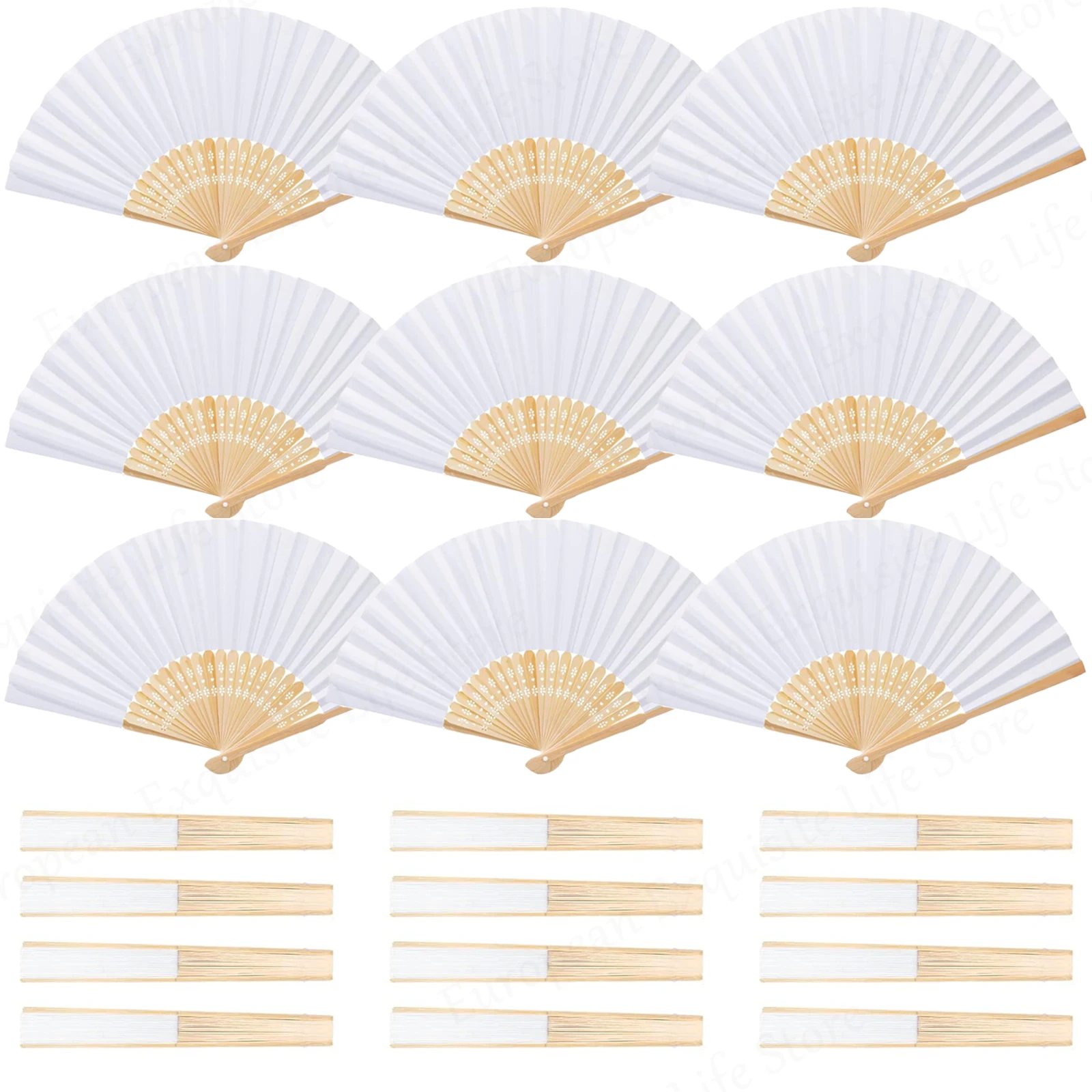 

Бамбуковые белые складные веера XMSJ
