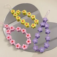 acrylic colorful multiple various style flower beaded lanyard personality pendant female mobile phone chain jewelry accessories
