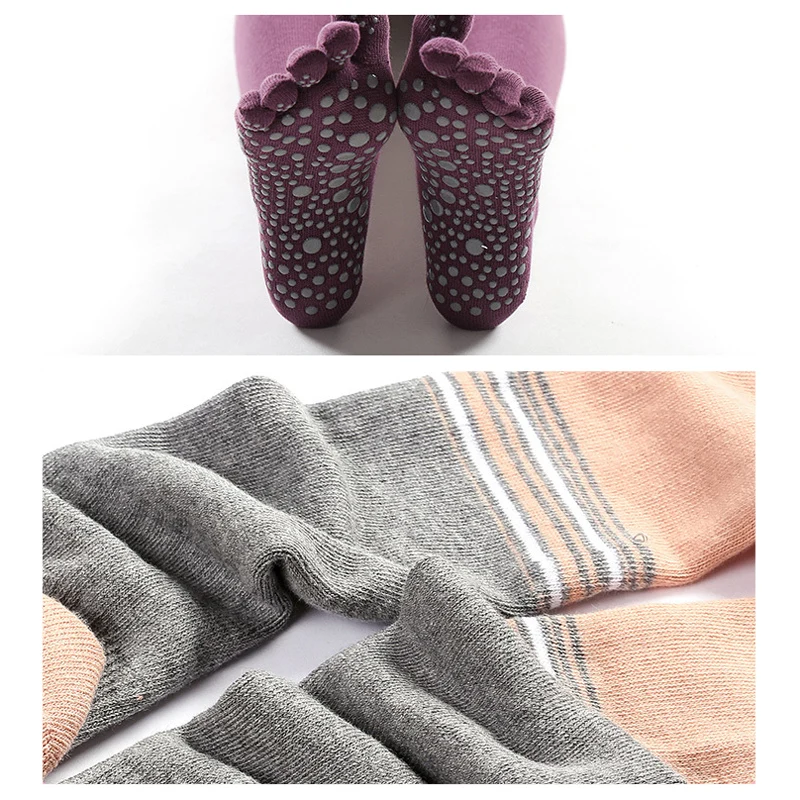 Women's five finger socks shoes indoor sports fitness yoga socks professional anti-skid long tube pilates pure cotton socks