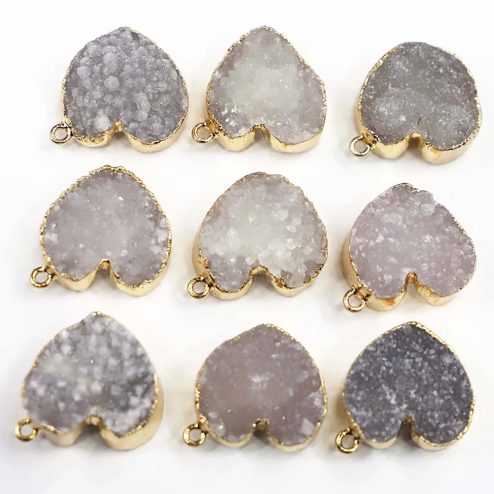 New Natural Good Quality Stone Agate Exquisite Crystal Pendant Gold Edged Necklaces Charms Fashion Jewelry Accessories Sell 6Pcs