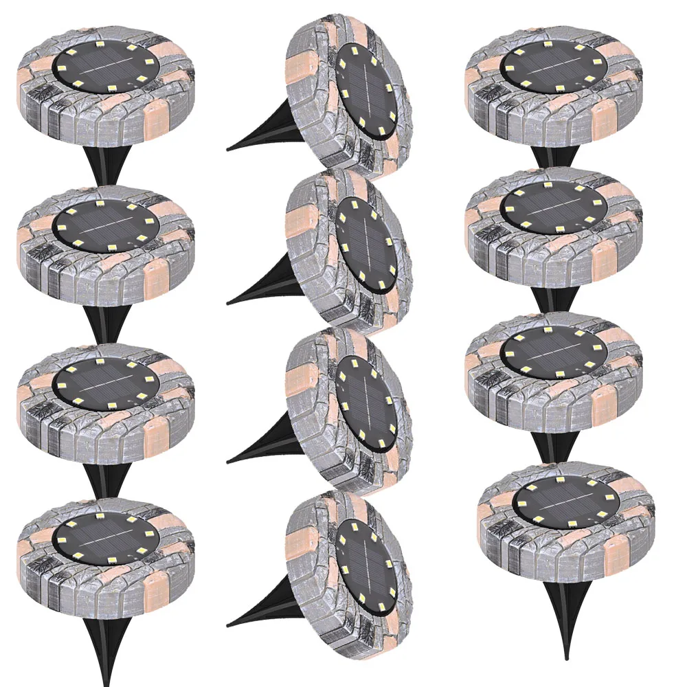 

6x 1x 8LED Resin Solar Garden Buried Lawn Light Auto On Sensor Courtyard Landscape Lamp IP65 Stair pathway Security Light 600mA
