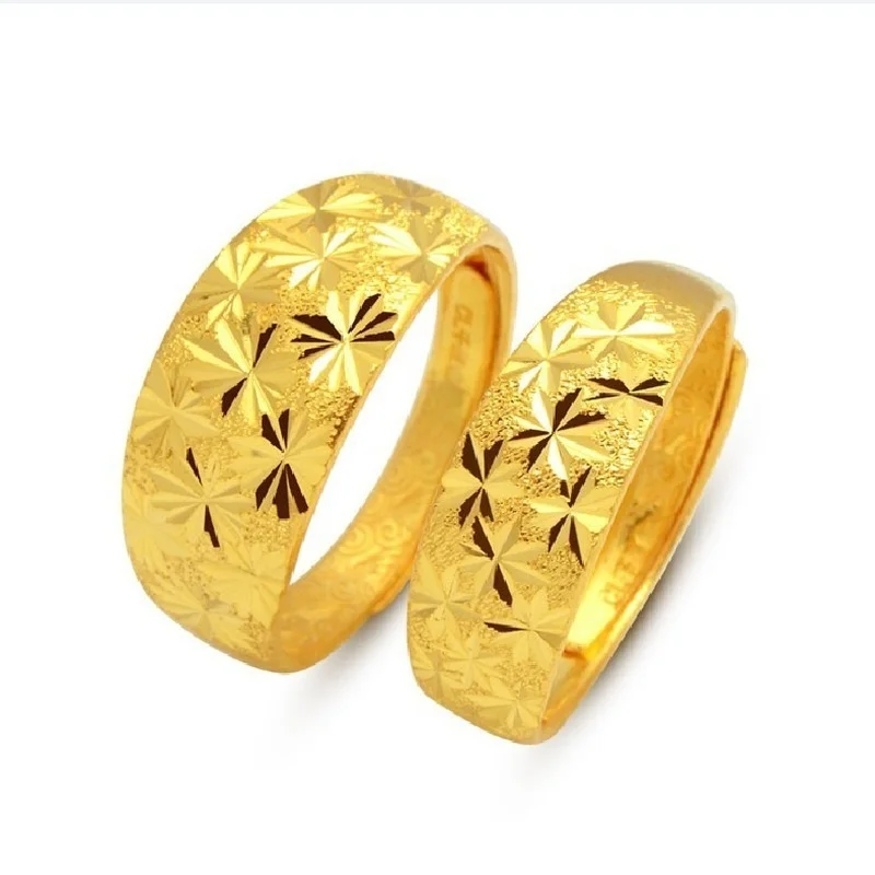 

New Baroque style luxury gilded sky star lovers ring opening wedding ring statement jewelry antique imitation gold jewelry