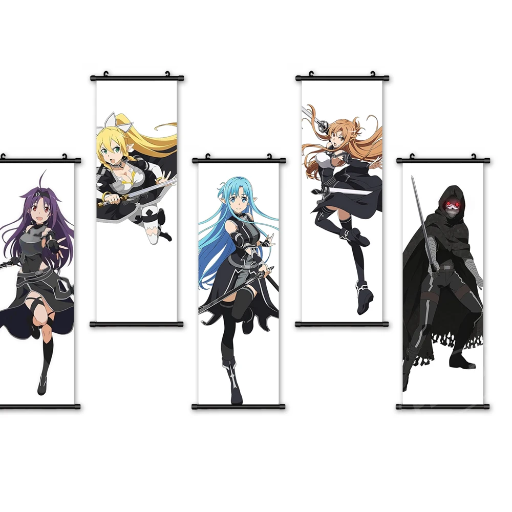 

Canvas Anime Hanging Picture Home Decoration Japanese Sword Art Online Scroll Paintings Poster HD Prints Wall Art Childrens Room