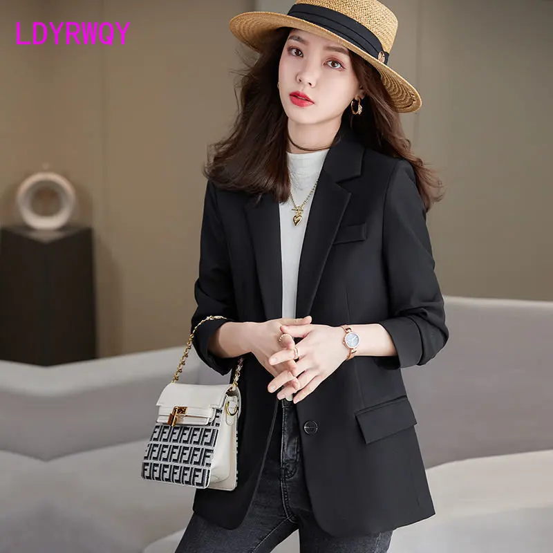 2023 Spring and Autumn New Korean Version Temperament Fashion Versatile Design Sense Suit Coffee Small Suit Coat Women