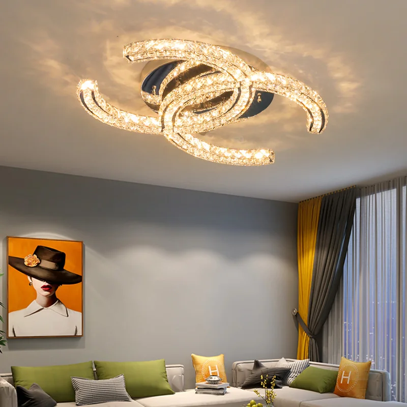 

Modern Luxury Chrome Plating K9 Crystal Ceiling Lamp Living Room Bedroom Study Ceiling Pendant Lamp Dining Room Lighting Fixture