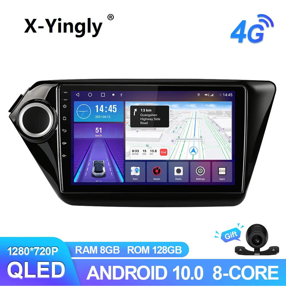 Car Radio For KIA RIO 3 2010-2016 Android 10.0 Multimedia GPS Navigation Autoradio Wireless Carplay 6G128G RDS Camera 4G