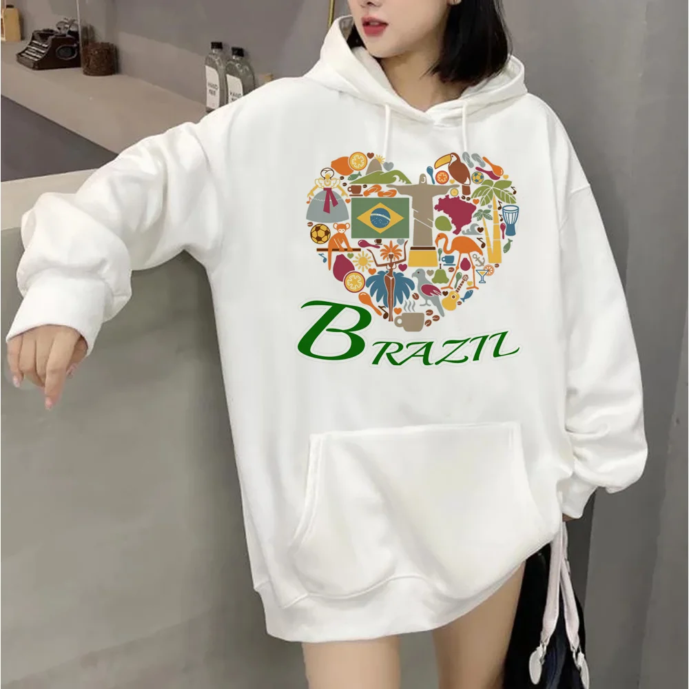 

Brazil Soccer hoodies women gothic Kawaii anime tracksuit clothing women Korean style pulls