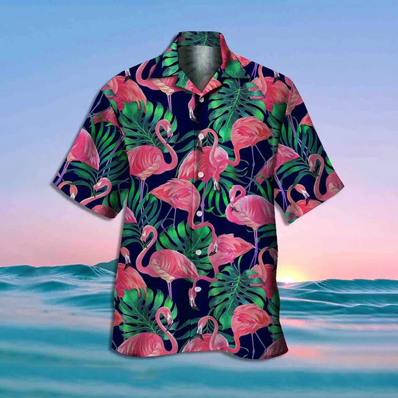 

Summer Men's Hawaiian Shirts Casual Travel Lapel Tops Men's Ladies Beach Vacation Fashion Shirts Male Oversized Blouse