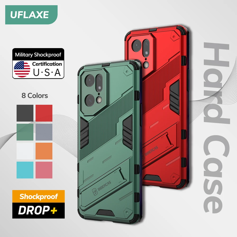 

UFLAXE Original Shockproof Hard Case for OPPO Find X5 / Find X5 Pro Lite Punk Style Back Cover Casing with Kickstand