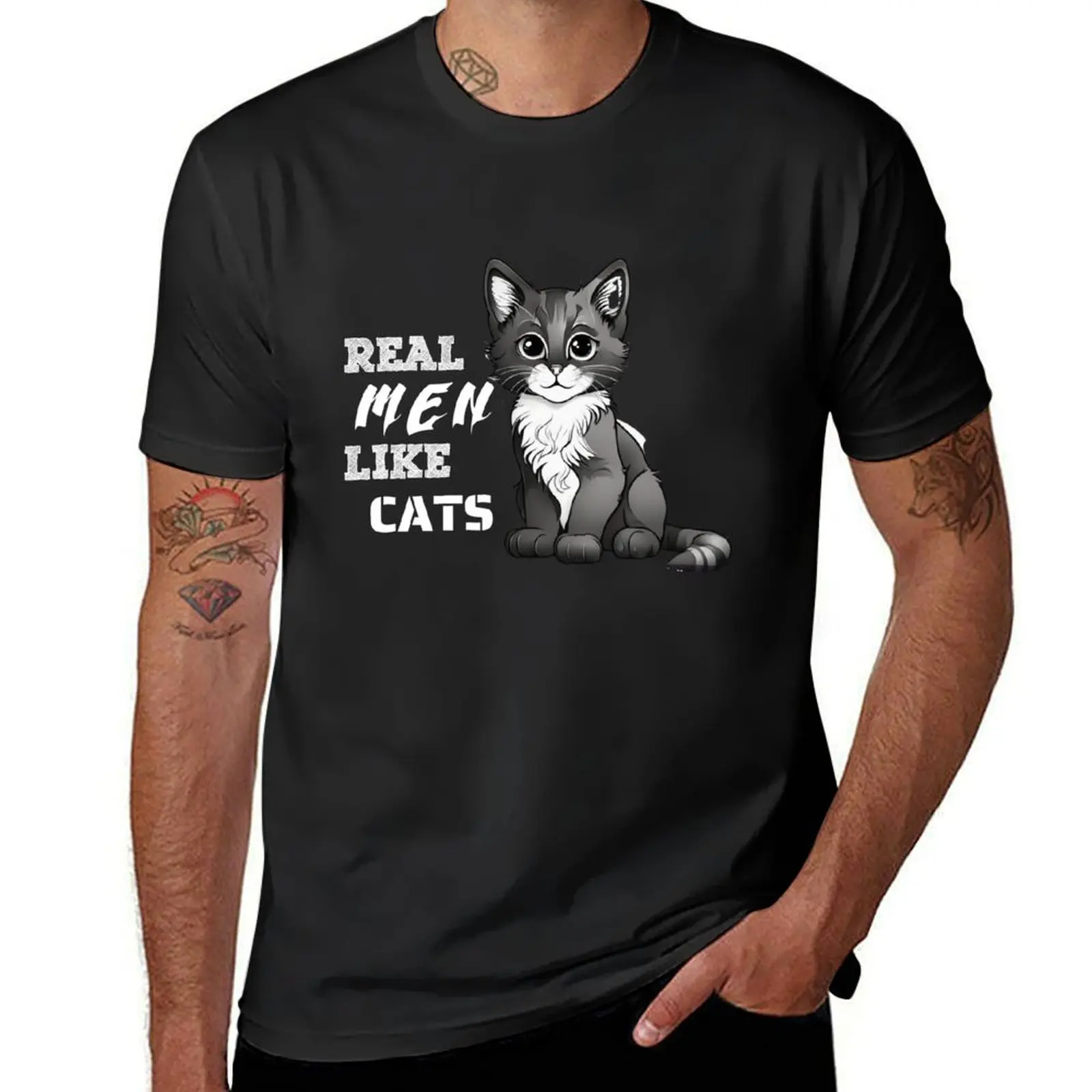 Футболка мужская с рисунком животных топ животного обычная простая Черная