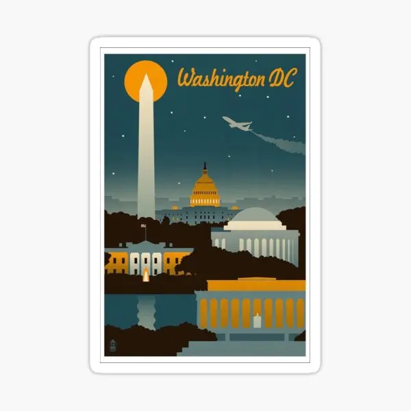 Washington Dc Retro Poster  5PCS Stickers for Window Kid Wal