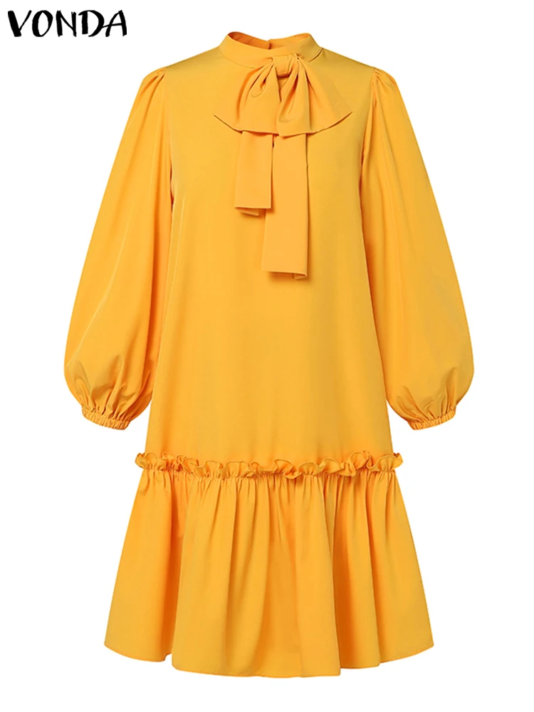 Женское богемное платье больших размеров VONDA 2024 повседневное длиной до колена с