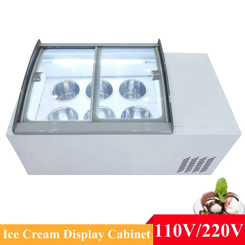 

110V 220V Desktop Ice Cream Freezer Display Counter Type Gelato Ice Cream Showcase