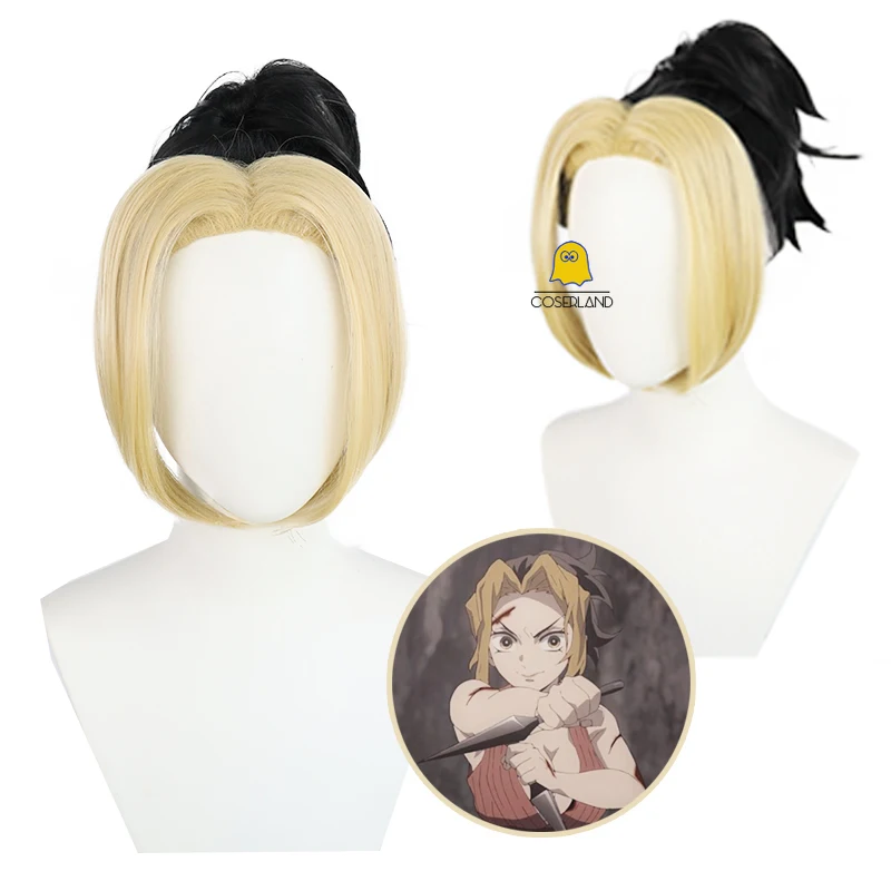 

Anime Demon Slayer Makio Cosplay Wig Kimetsu No Yaiba Yuukaku-hen Tengen Uzui Wife Black Yellow Long Entertainment District Arc
