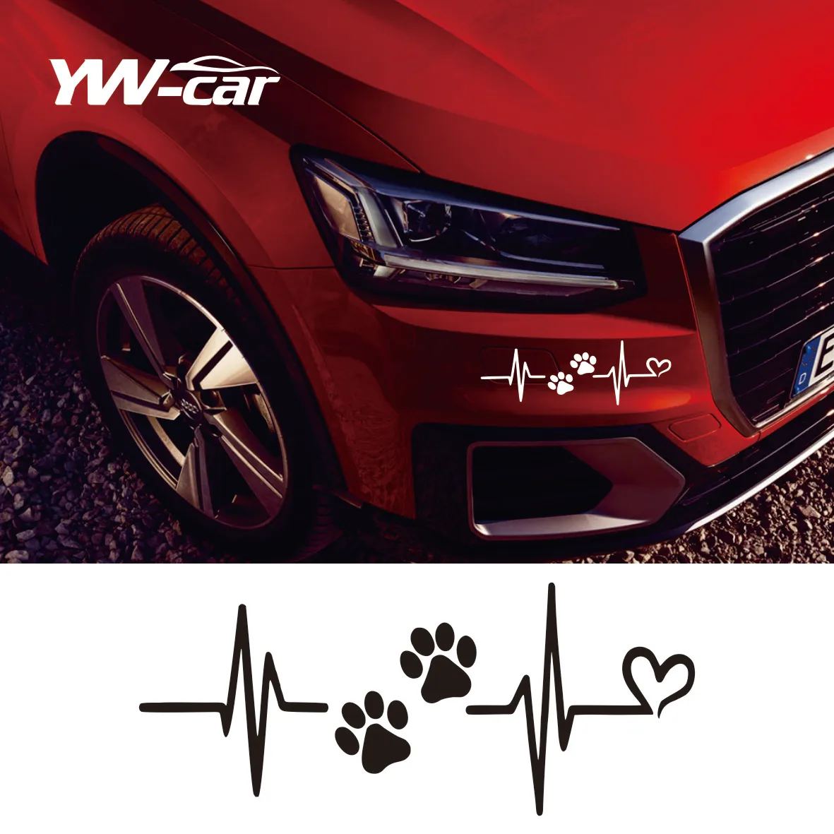 Автомобильная наклейка для Heartbeat Liveline Love Dog Paw Pet Theme Window Glass Виниловая