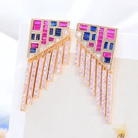 soramoore facebook ins tassel drop earrings luxury cz boho charm for women wedding bridal jewelry aretes de mujer modernos
