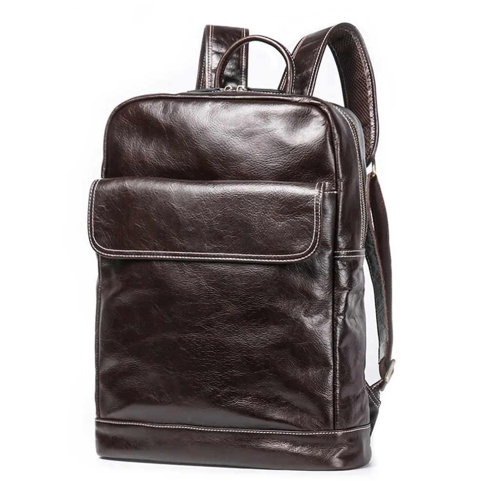 Новинка 2024 высококачественный рюкзак A4 из черной кофейной воловьей кожи с