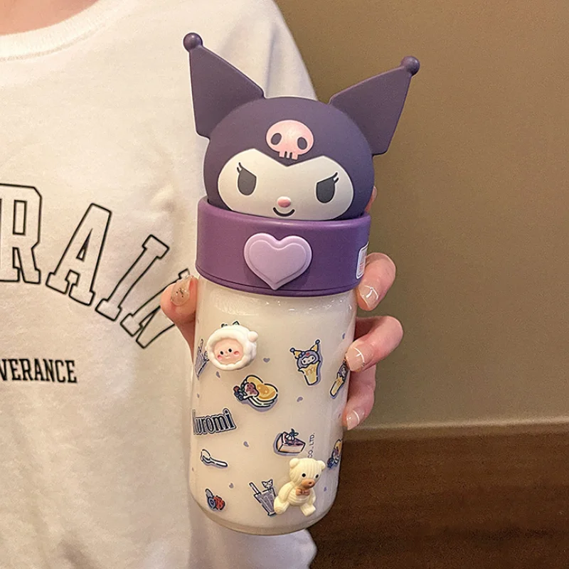 

360 мл Милая кружка Sanrio Kuromi стеклянная чашка для девочек портативная компактная термостойкая чашка для студентов подарки для детей