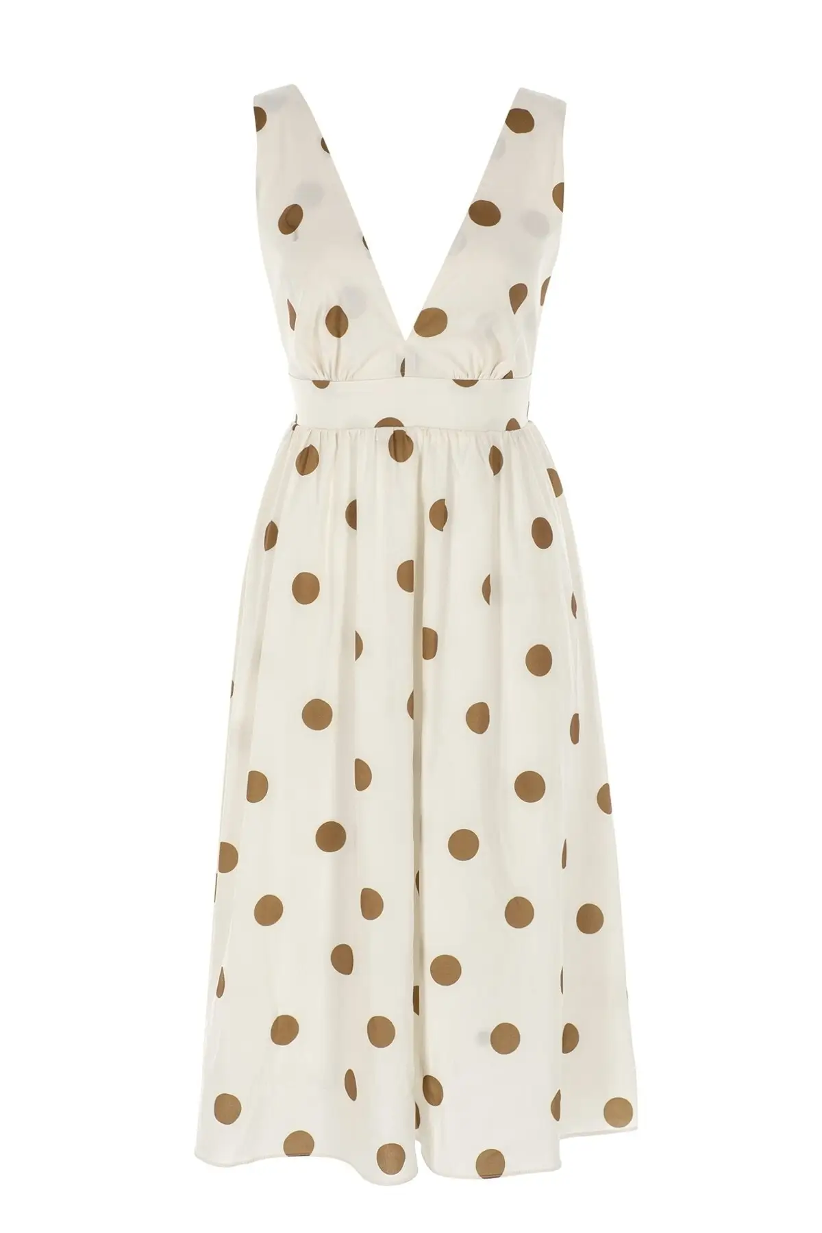 

Women's Dress Tie Back Detail Polka Dot Ecru Elegant Fashion Casual Comfortable Short Sleeve Summer Boho Beach Dress