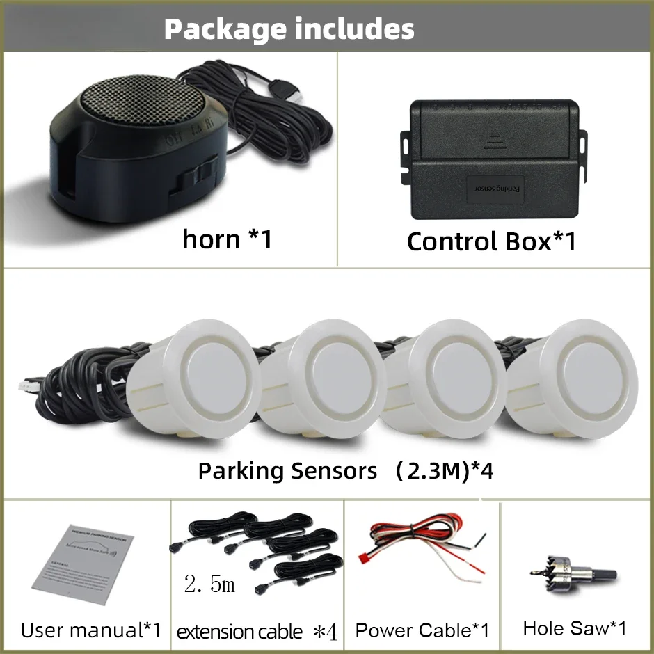 

Профессиональный комплект датчиков парковки, парктроник для передней панели автомобиля, с зуммером, регулировкой громкости