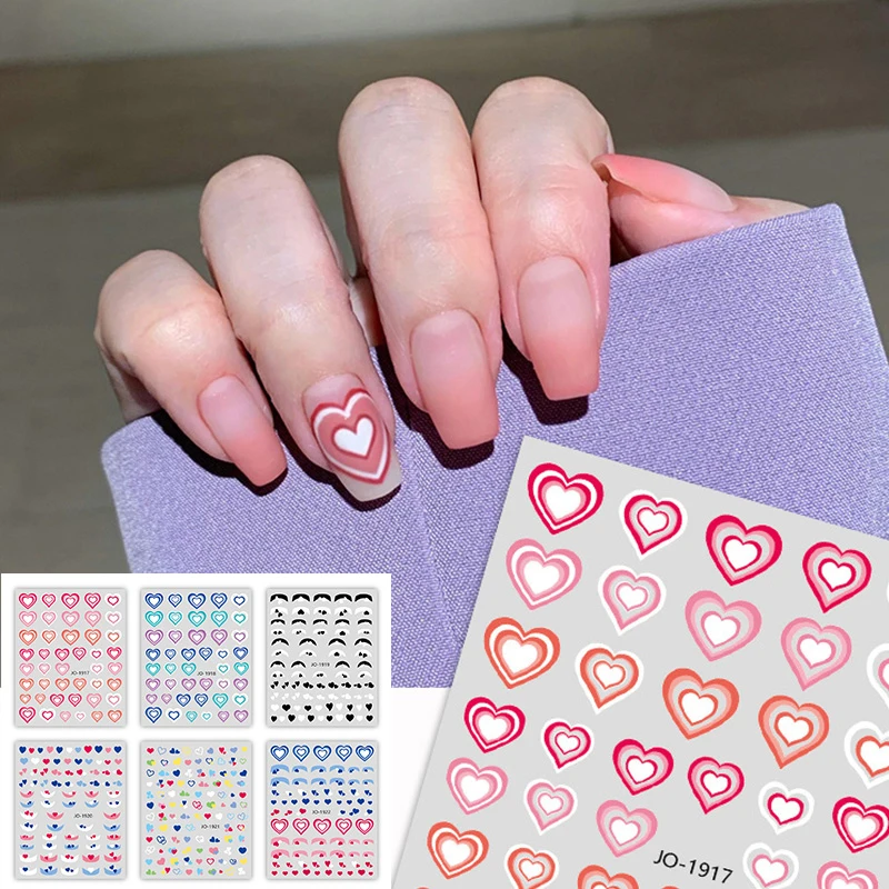

3D Nail Sticker Gradient Heart Love Self-Adhesive Stars Decals Flowers Leaf Stickers DIY Nail Art Decor наклейки на ногти