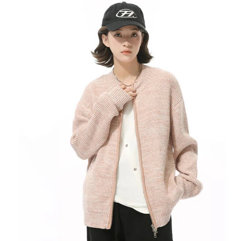 Нишевый дизайн мужской кардиган однотонный с круглым воротником повседневные