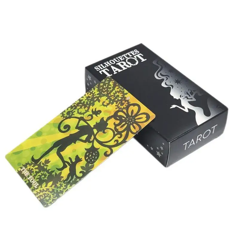 

78 Pcs Silhouette Tarot Cards Deck Witch Divination Fate Tarot Card Board Games Family Friend Playing Full English Version 12x7c