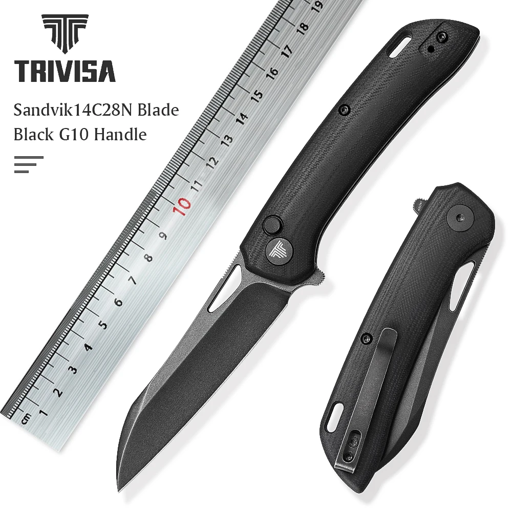 TRIVISA Flipper Folding Knife with Pocket Clip for Men,3.54