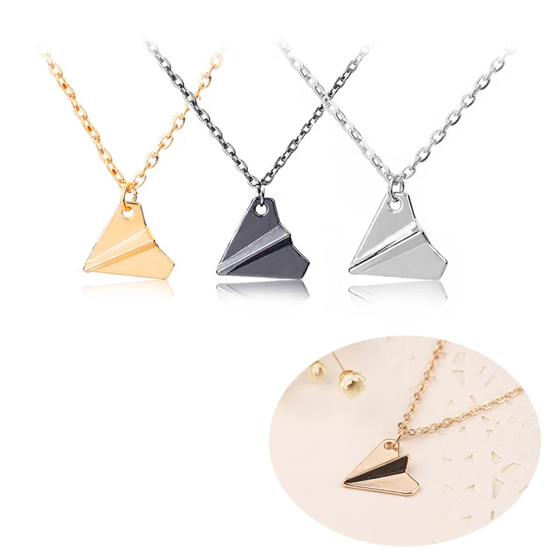 

New Fashion Paper Airplane Necklace Movie Star with Necklace Jewelry Creative Alloy Simple Wild Pendant Necklace Gift Men Women