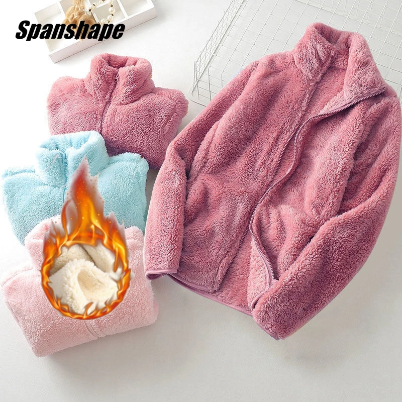 

Women's Polar Fleece Lined Sherpa Jacket Long Sleeve Full Zip Soft Warm Sweatshirt Outdoor Warmth Thicken Plush Clothes ouc1233