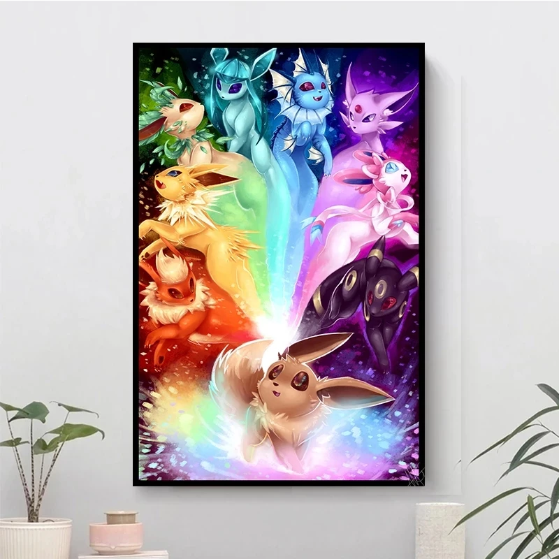 

Pokemon Eeveelution Cartoon Nursery Canvas Paintings Pikachu Posters Prints Wall Art Pictures for Living Room Wall Decor Cuadros