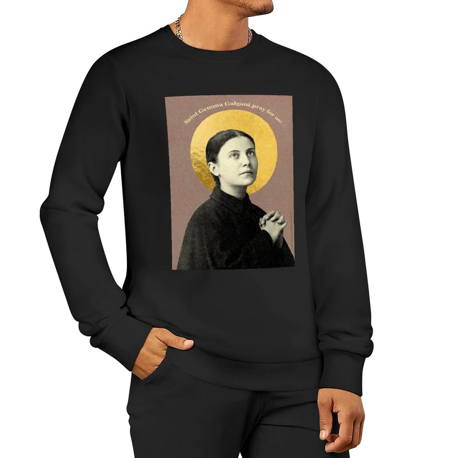 Пуловер с капюшоном St. Gemma Galgani Holy Card Design спортивные костюмы осенние новинки