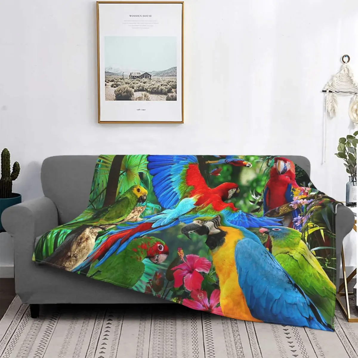 

Parrots Throw Blanket Warm Soft Cozy Plush Throw Fleece Flannel Blanket Magical Birds Parrot Suitable for All Living Rooms Bed
