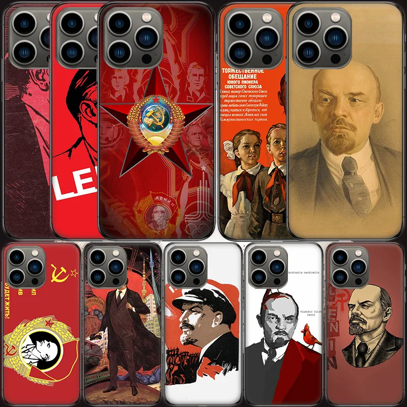 

lenin Soviet Union flag Phone Case For Apple Iphone 13 12 Mini 11 14 Pro Max Cover SE 2020 X XS XR 8 7 6 6S Plus 5 5S Shell Coqu