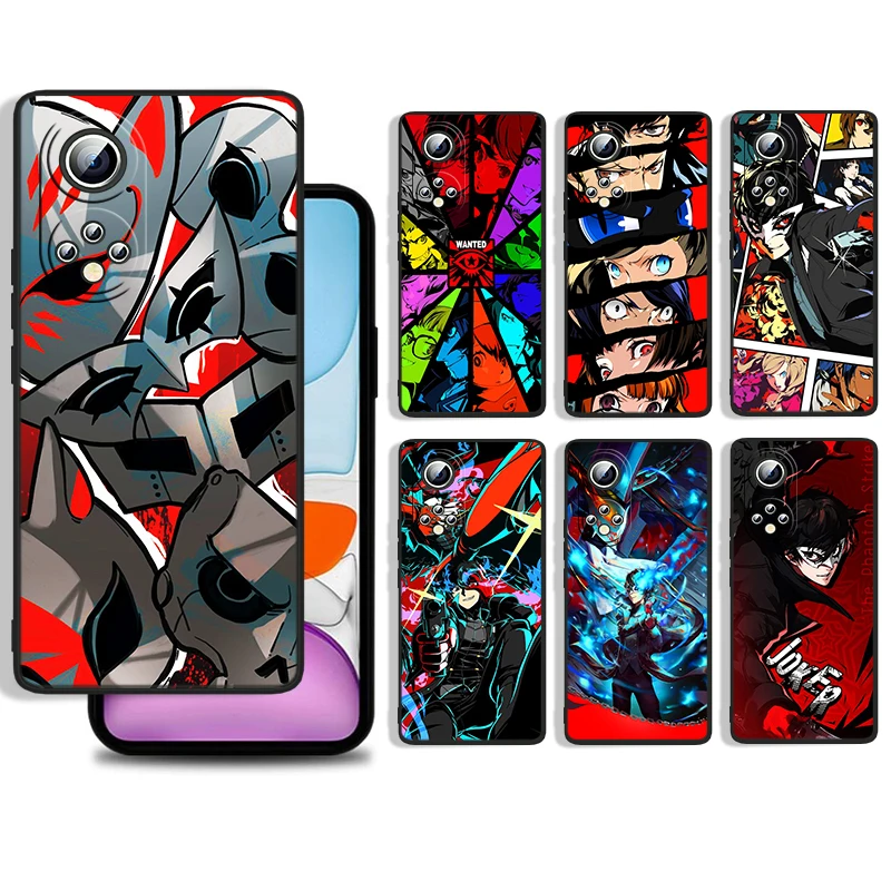 

Hot Anime Persona 5 Game Cover For Huawei P50 P40 P30 P20 Lite 5G Nova Plus 9 SE Pro 5T Y9S Y9 Prime Black Phone Case