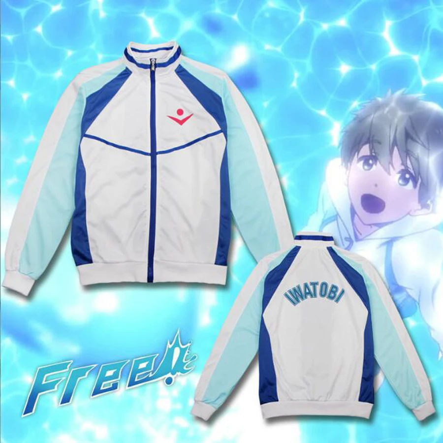 

Anime Free! Iwatobi Swim Club Haruka Nanase Cosplay Costume Harajuku Cardigan Stand Collar Zipper Jacket Casual Sportswear