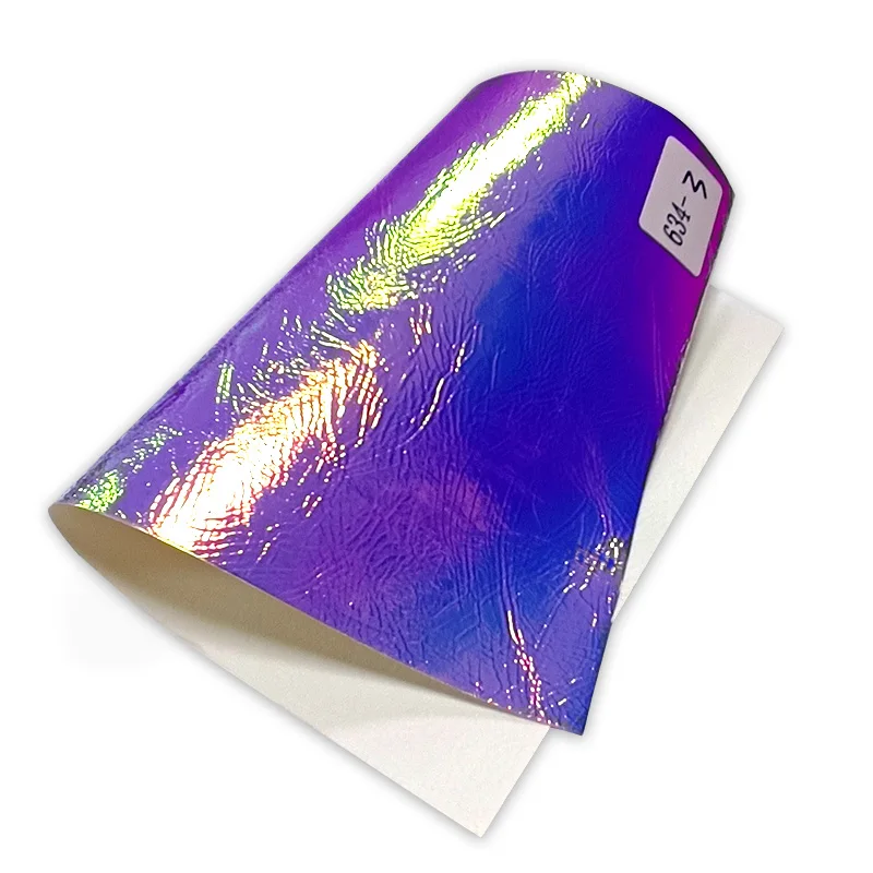 

Bark Texture PU Holographic Metallic Dichroic Embossed Faux Leather Fabric Sheet Spunlace Backing For Bag/Handbag/Craft