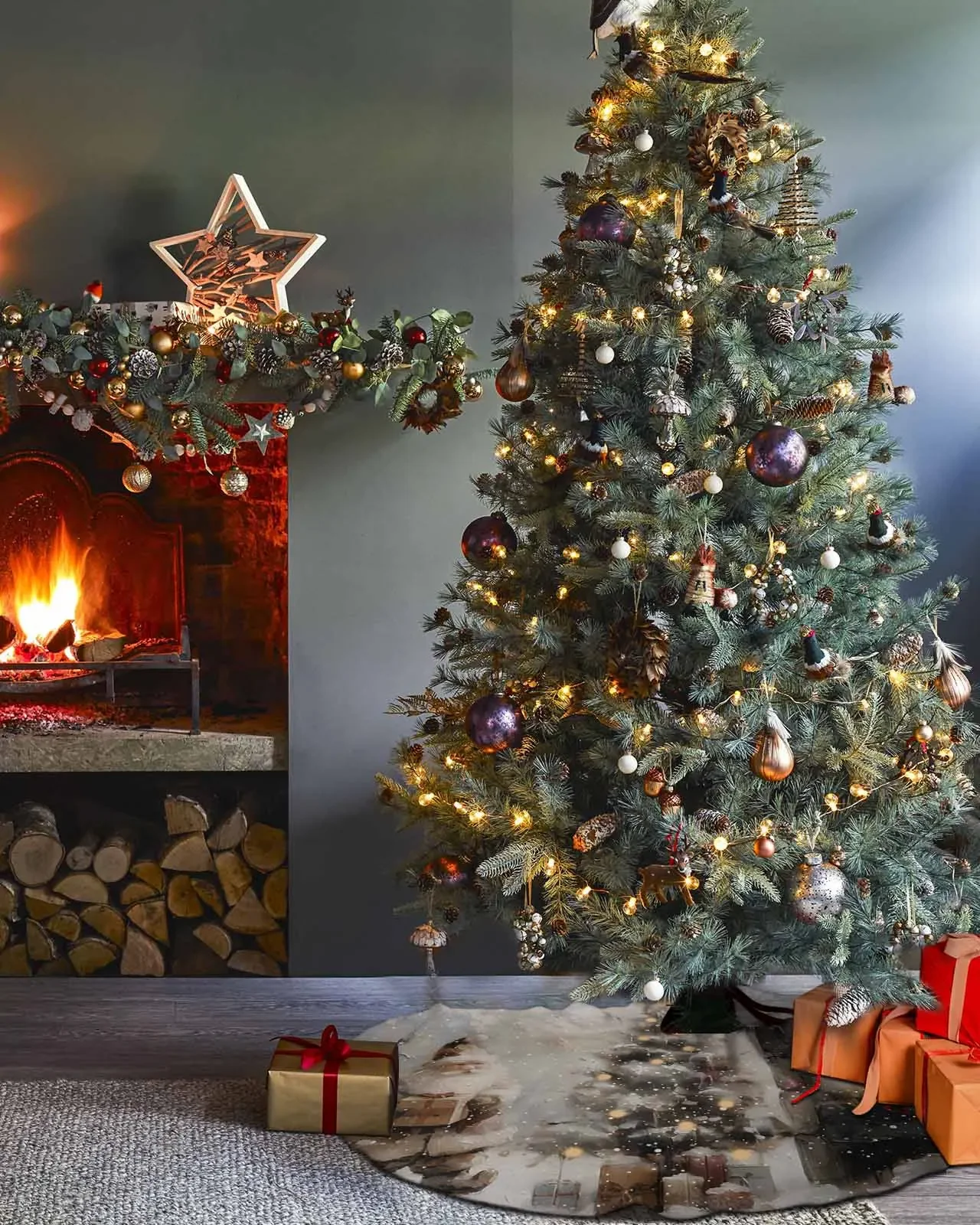 Świąteczna spódnica karłowata ze śnieżną sceną Dekoracje świąteczne do artykułów gospodarstwa domowego Okrągłe spódnice choinkowe