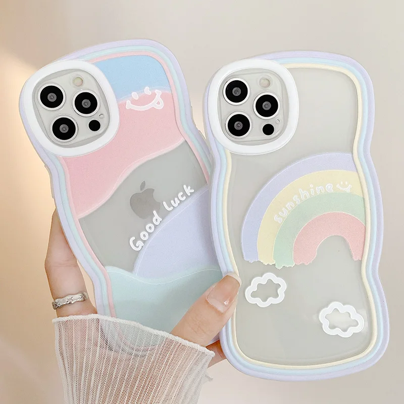 

Good Luck Rainbow For iPhone 13 Case Translucent Phone Case For iPhone 11 12Pro Max X XR XS Max Soft Shockproof Cover