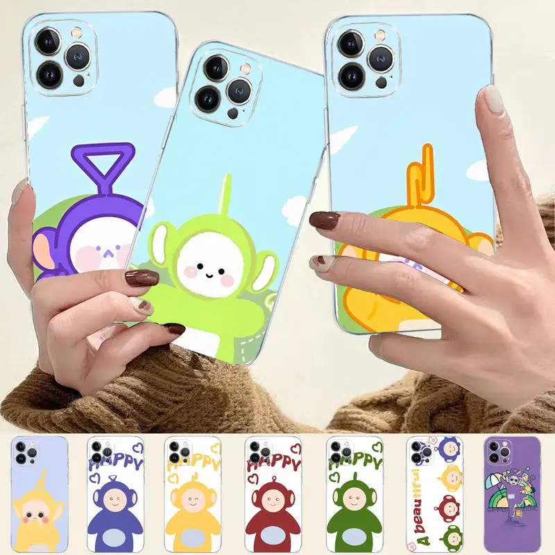 

hot Cartoon UK Cute Teletubbies Phone Case For iPhone 8 7 6 6S Plus X SE 2020 XR XS 14 11 12 13 Mini Pro Max Mobile Case