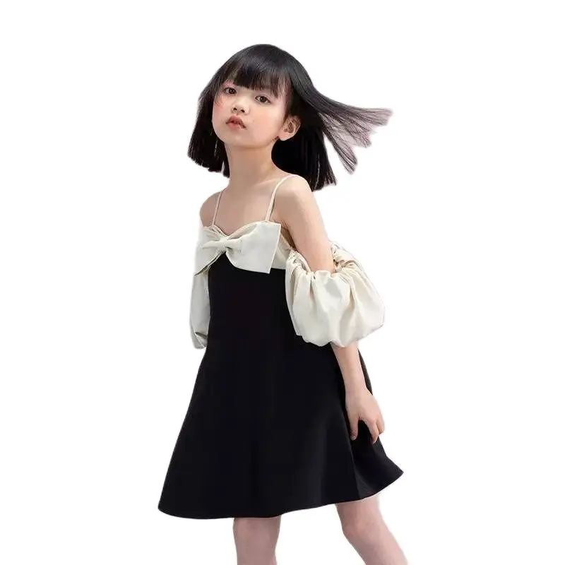 

Teen Girls Dress Summer Fashion New Off-the-shoulder Princess Dress Kids Baby Clothes Puff Sleeve suspenders skirt 6 8 10 12 Yrs