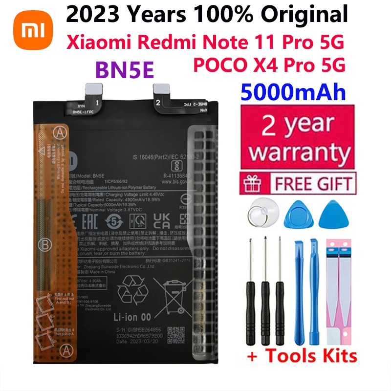 

100% оригинальный новый высококачественный аккумулятор 5000 мАч BN5E для Xiaomi Redmi Note 11 Pro 5G/ POCO X4 PRO 5G