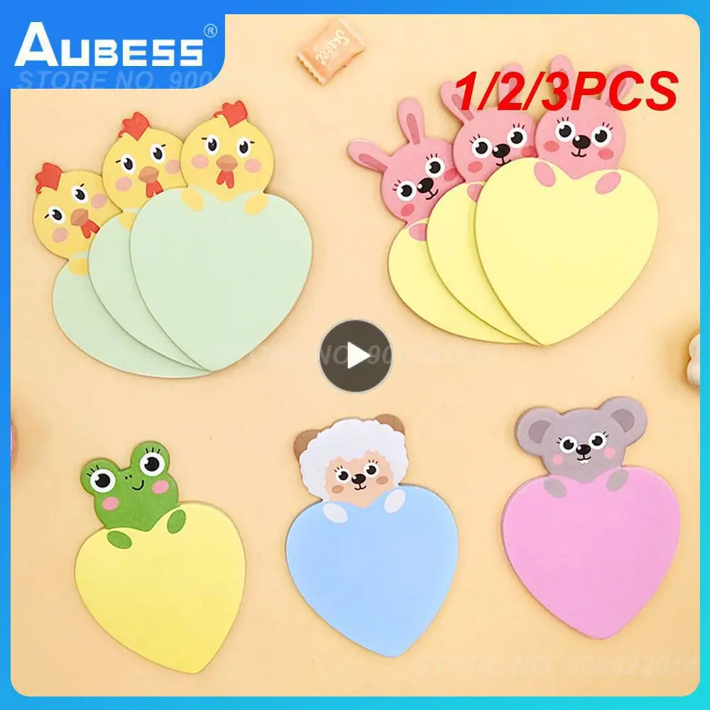 

1/2/3PCS Sheets Heart Shaped Animals Series Student Message Sticker N Times Memo Pad Scrapbooking School Label